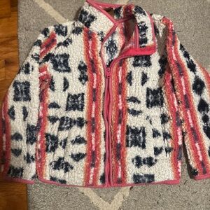 Wrangler Pink and Blue Patterned Fleece Jacket